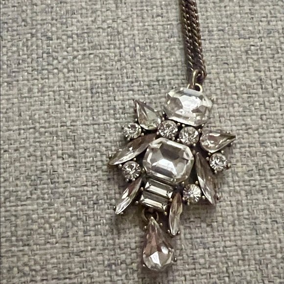 J. Crew Silver Crystal Pendant Necklace - Picture 2 of 4